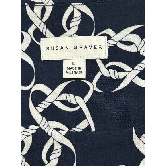 Susan Graver Woman’s L Tiered Top. Nautical Knots Print Navy - Picture 5 of 7